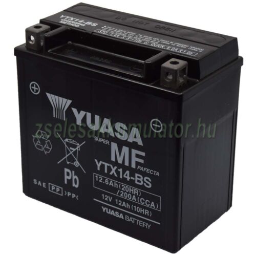 uasa YTX14-BS 12V 12Ah gondozásmentes AGM (zselés) motor akkumulátor