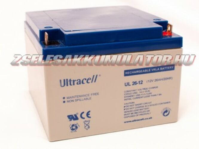 Ultracell 12V 26Ah Zselés akkumulátor