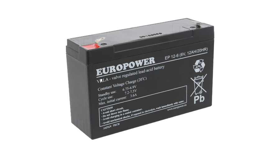 Europower 6V 12Ah Zselés akkumulátor EP 12-6