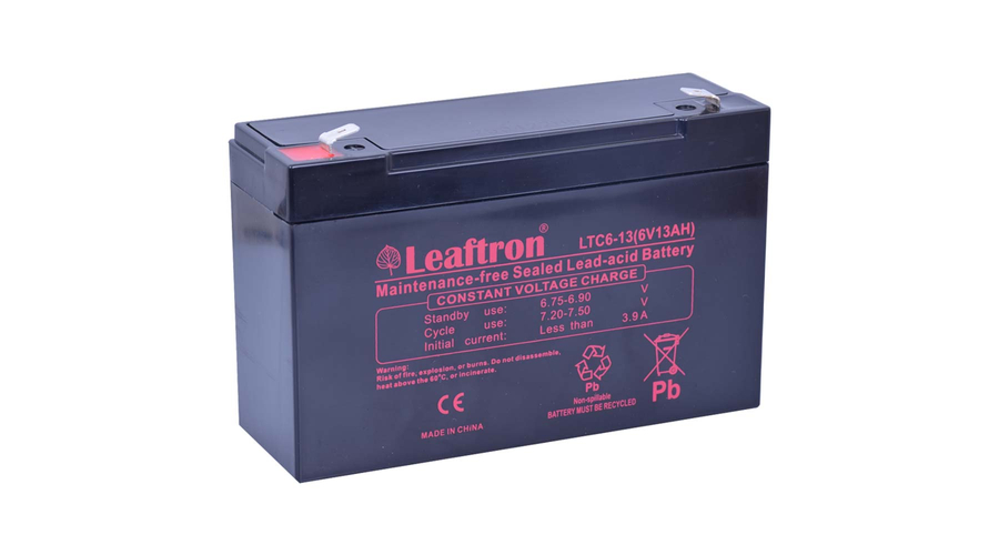 Leaftron 6V 13Ah (12Ah méretben) Ciklikus Zselés akkumulátor LTC6-13