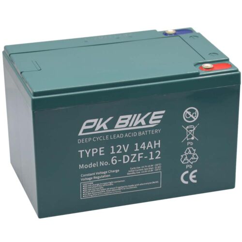 PK Bike 12V 14Ah Ciklikus zselés akkumulátor elektromos kerékpárba csavaros csatlakozású 6-DZM-12