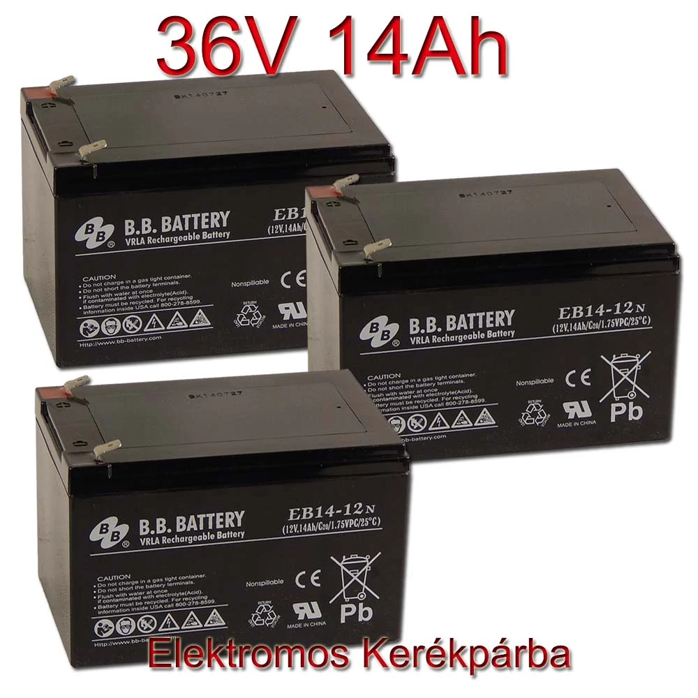 BB Battery 12V 14Ah Ciklikus zselerékpárba-36V-os csomag ingyen szállítással
