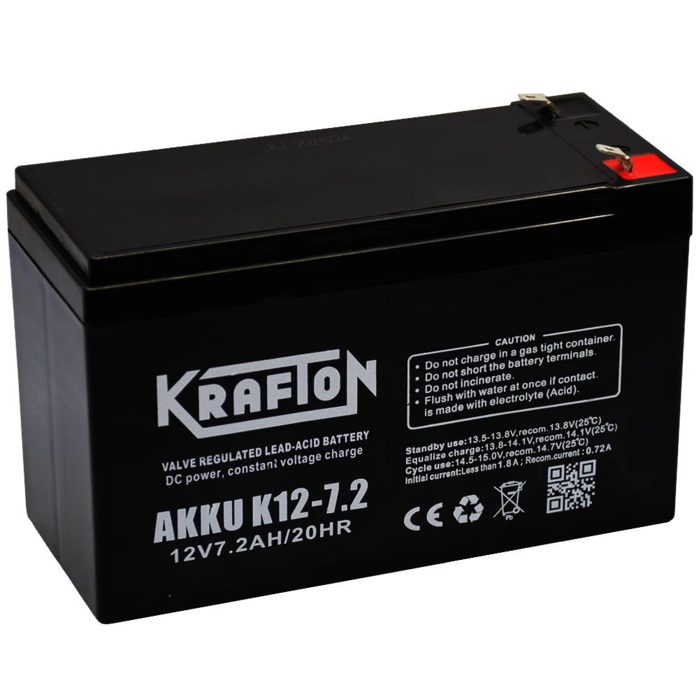 Krafton K12-7,2 12V 7,2Ah (12V 7Ah) Zselés akkumulátor 