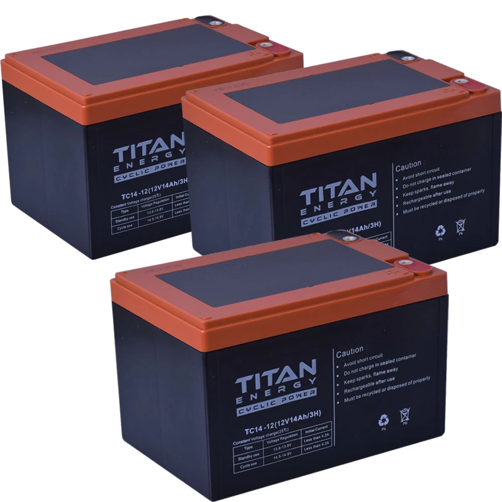 Titan Energy 12V 14Ah Ciklikus zselés akkumulátor elektromos kerékpárba-36V-os csomag csavaros csatlakozással ingyen szállítással